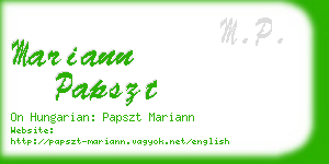 mariann papszt business card